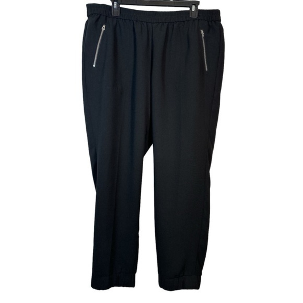 J Crew Black Casual Pant Joggers Gold Hardware Zippers Back Pockets Size 14 EUC